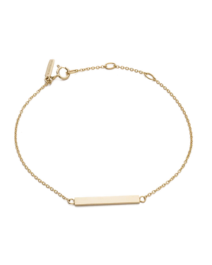 Kirstin ash sentiment bar bracelet 9k gold front