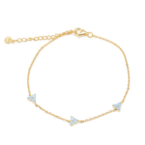 Duo Jewellery Bracelets Yellow Gold / Milky blue Duo Three Stone Flower Bracelet