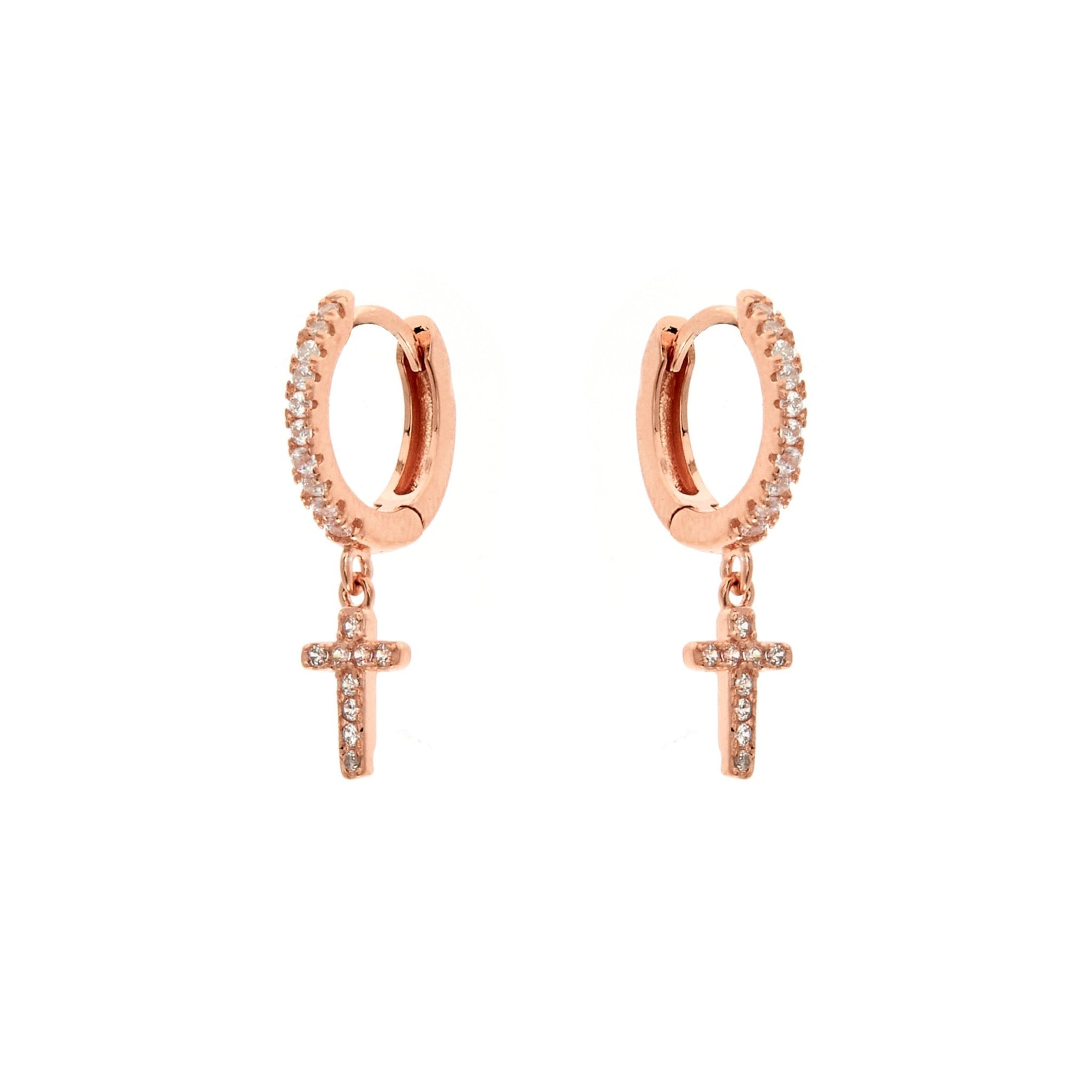 Duo Jewellery Earrings Yellow Gold Duo Cross dazzle earrings