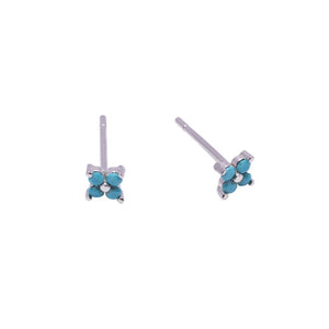 Duo Jewellery Earrings Silver / Aqua Duo Four Stone Stud Earrings