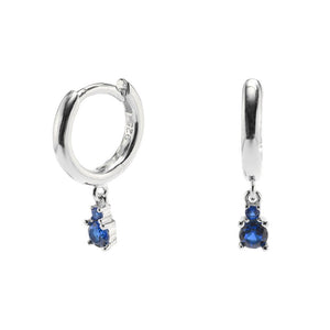 Duo Jewellery Earrings Silver / Blue Duo Two Stone Hoop Earrings