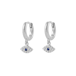Duo Jewellery Earrings Silver Duo evil eye hoop earrings