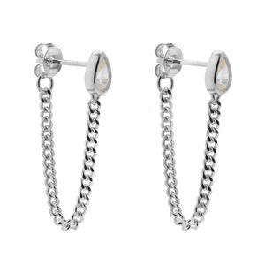 Duo Jewellery Earrings Silver Duo Marquise Chain Earrings