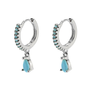 Duo Jewellery Earrings Silver Duo Tear Drop Aqua Hoops