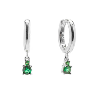 Duo Jewellery Earrings Silver / Green Duo Two Stone Hoop Earrings