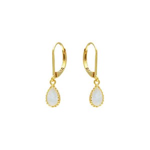 Duo Jewellery Earrings WHITE / Gold Filled Duo Teardrop Stone Earring