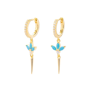 Duo Jewellery Earrings Yellow Gold / Aqua Cleopatra Drop Earrings