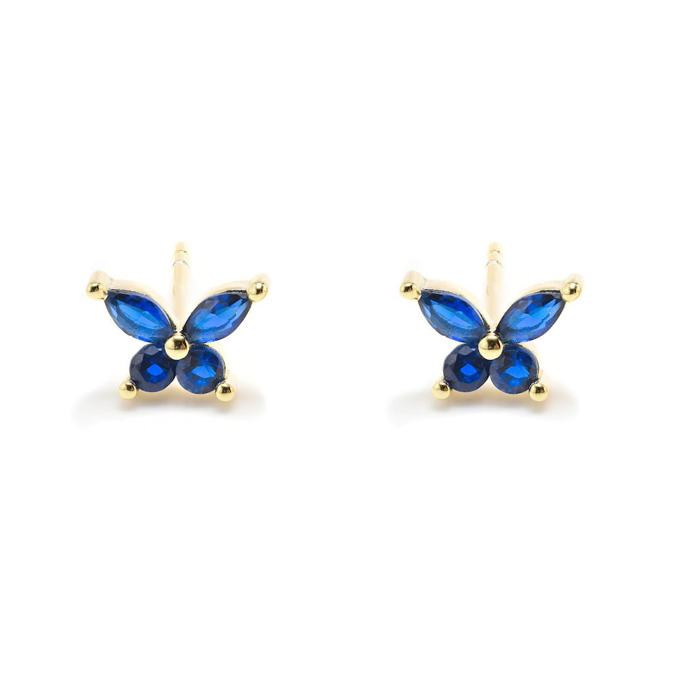 Duo Jewellery Earrings Yellow Gold / Green Duo Butterfly Stud Earrings