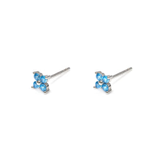 Duo Jewellery Earrings Yellow Gold / Blue Four Stone Flower Stud Earrings