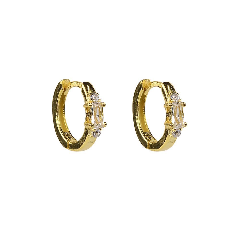 Duo Jewellery Earrings Yellow Gold / Clear Duo coloured multi stone huggie earrings