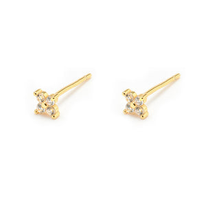 Duo Jewellery Earrings Yellow Gold / Clear Duo Four Stone Stud Earrings
