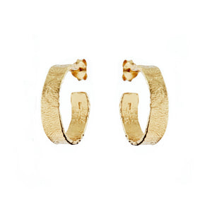 Duo Jewellery Earrings Yellow Gold Duo Matt Gold organic Hoop Earrings