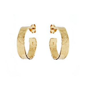 Duo Jewellery Earrings Yellow Gold Duo Matt Gold organic Hoop Earrings