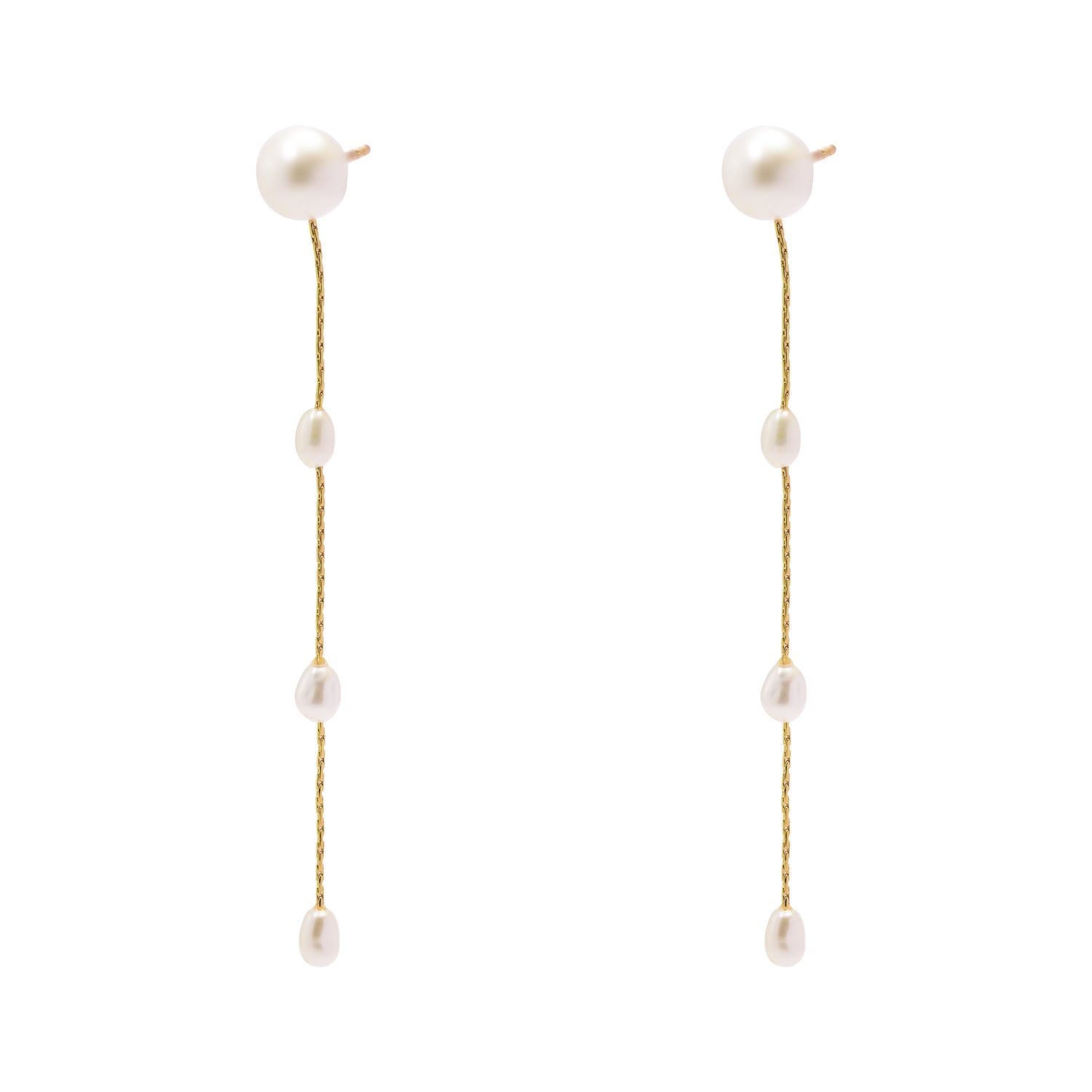 Duo Jewellery Earrings Yellow Gold Duo Multi Pearl Drop Earrings