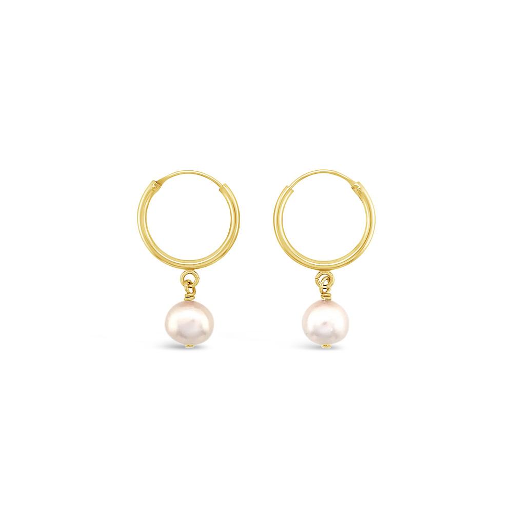 Duo Jewellery Earrings Yellow Gold Duo Pearl hoop earrings
