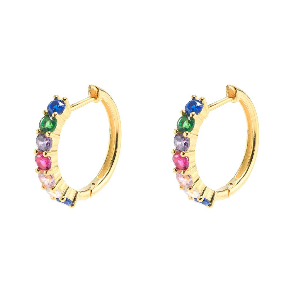 Duo Jewellery Earrings Yellow Gold Duo Rainbow Hoop Earrings
