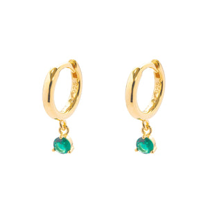 Duo Jewellery Earrings Yellow Gold / Green Ava Round Drop Earrings