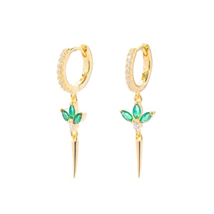 Duo Jewellery Earrings Yellow Gold / Green Cleopatra Drop Earrings