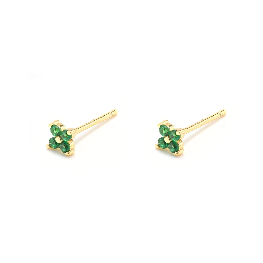 Duo Jewellery Earrings Yellow Gold / Green Duo Four Stone Stud Earrings