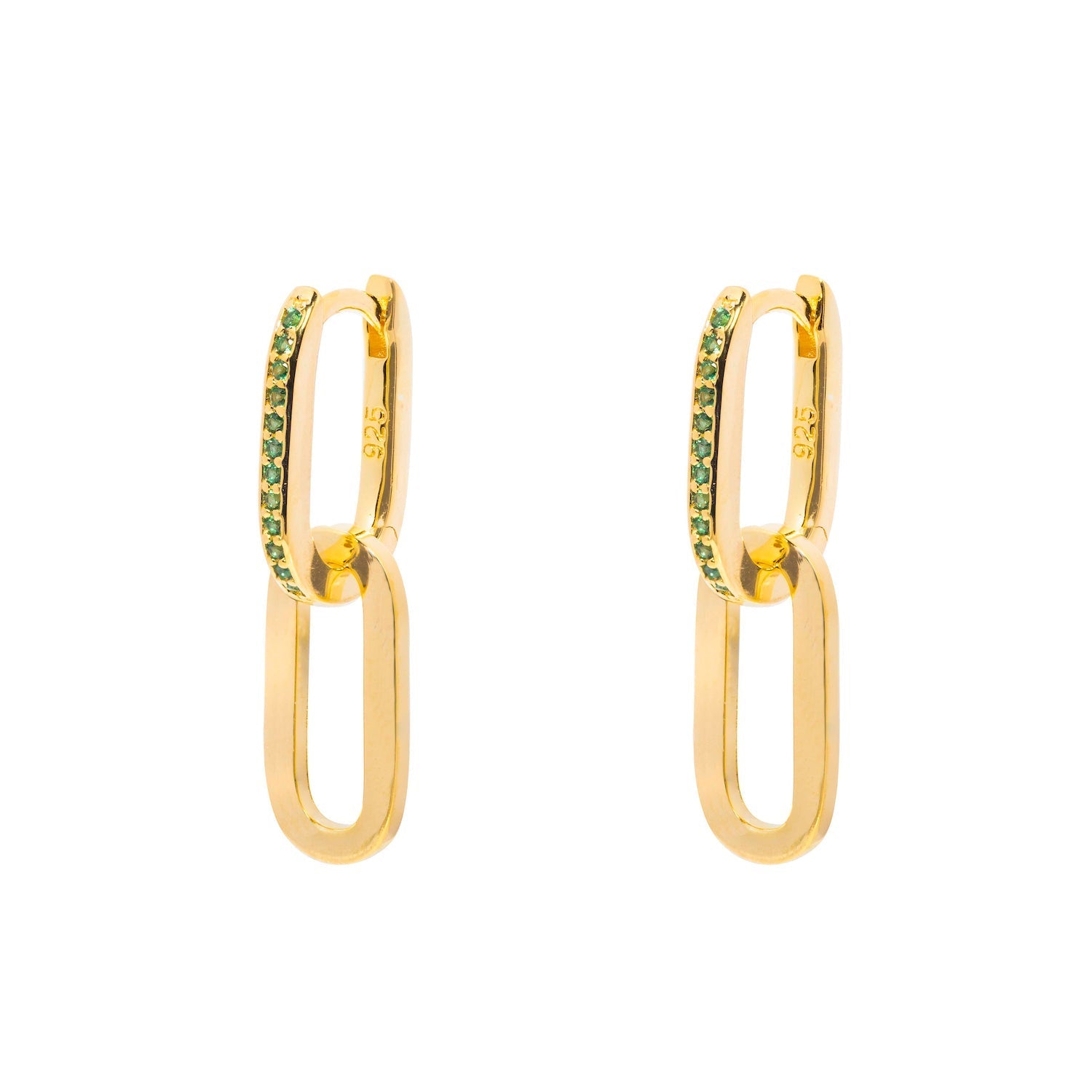 Duo Jewellery Earrings Yellow Gold / Aqua Gold Link With Stone Earrings