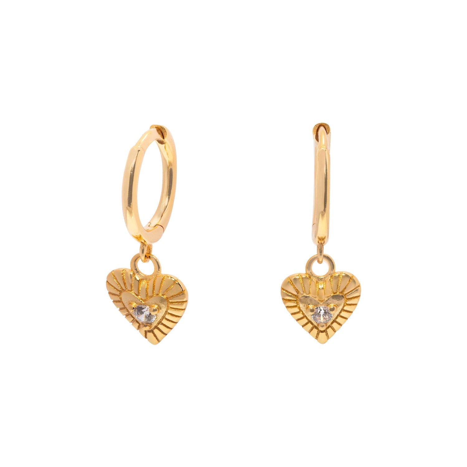 Duo Jewellery Earrings Yellow Gold Love Heart Drop Earrings