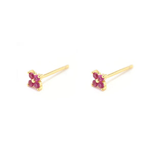 Duo Jewellery Earrings Yellow Gold / Pink Duo Four Stone Stud Earrings