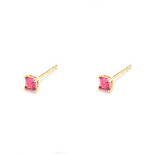 Duo Jewellery Earrings Yellow Gold / Pink Duo Mini Square Stud Earrings