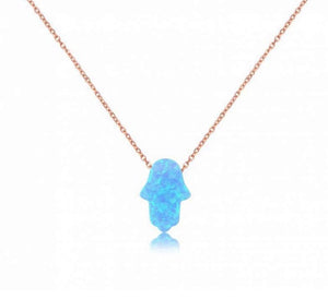 Duo Jewellery Necklaces Rose Gold Duo Hamsa Blue Opalite Necklace