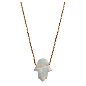 Duo Jewellery Necklaces Rose Gold / White Duo Hamsa Blue Opalite Necklace