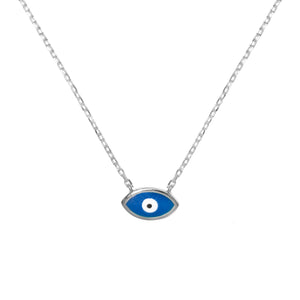 Duo Jewellery Necklaces Silver / Navy Enamel Evil Eye Necklace
