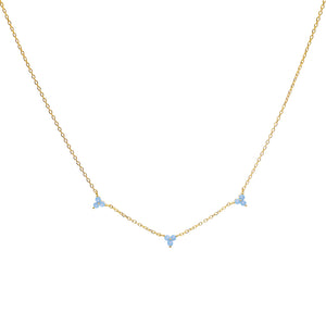 Duo Jewellery Necklaces Yellow Gold / Aqua Duo Three Stone Flower Necklace