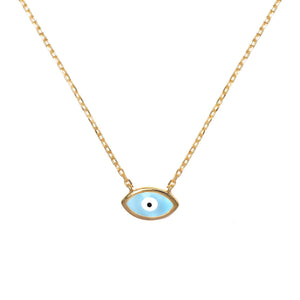 Duo Jewellery Necklaces Yellow Gold / Aqua Enamel Evil Eye Necklace