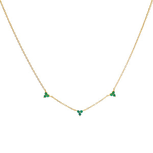 Duo Jewellery Necklaces Yellow Gold / Green Duo Three Stone Flower Necklace