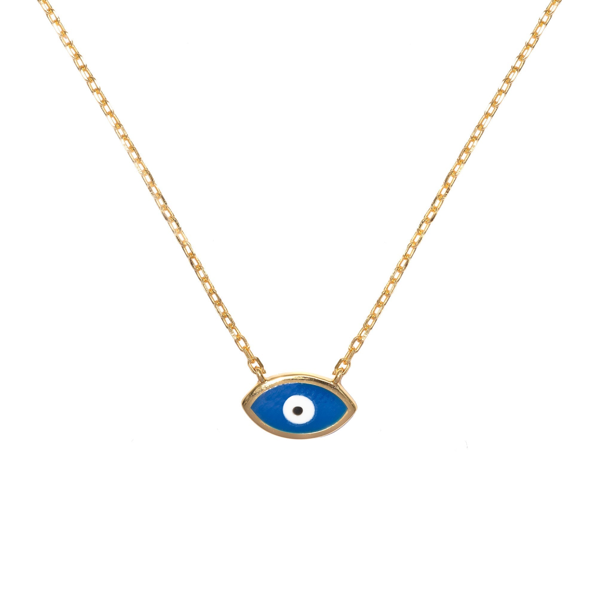 Duo Jewellery Necklaces Yellow Gold / Aqua Enamel Evil Eye Necklace