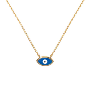 Duo Jewellery Necklaces Yellow Gold / Navy Enamel Evil Eye Necklace