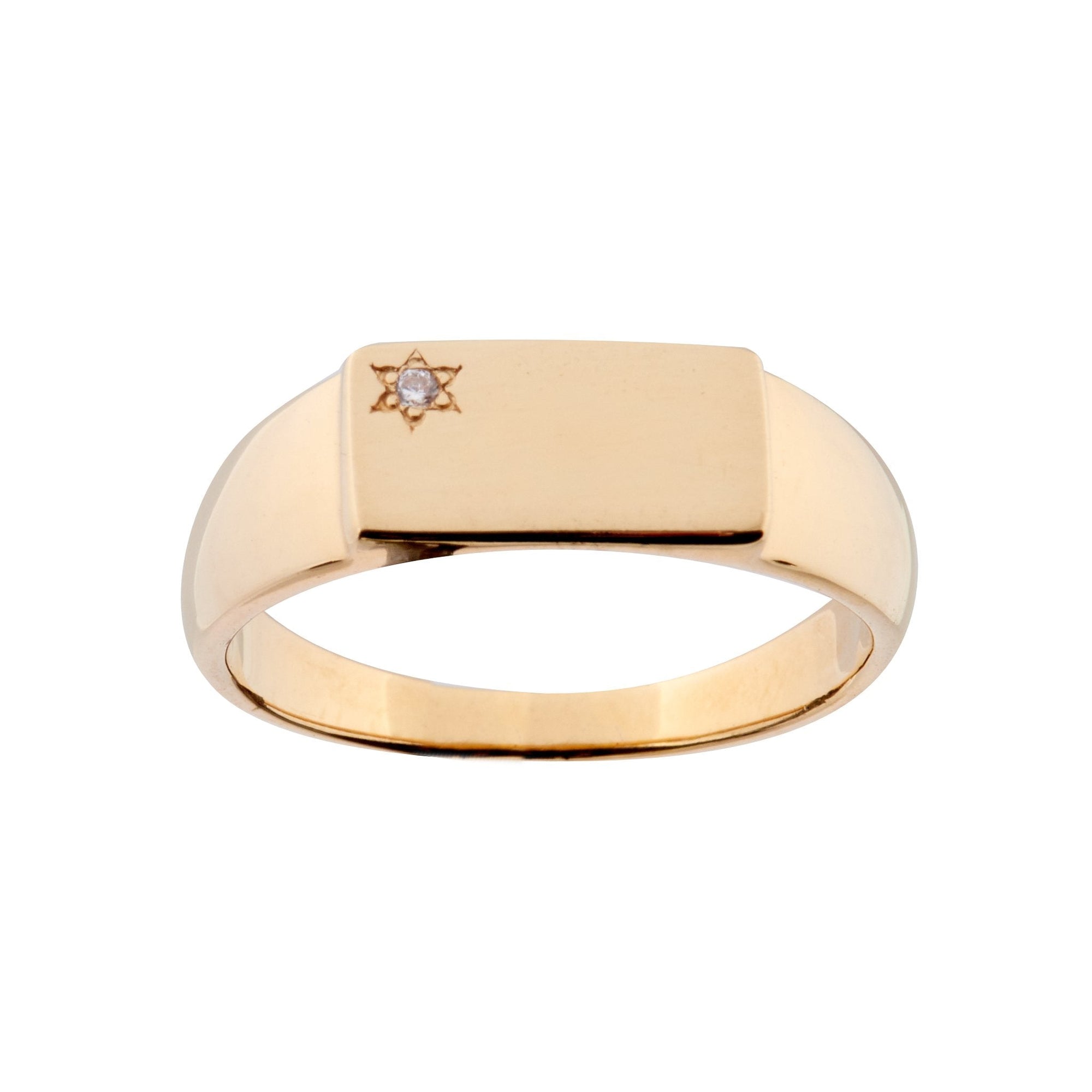 Duo Jewellery Rings Yellow Gold / 5 Duo Rectangle Star Signet Pinky Ring