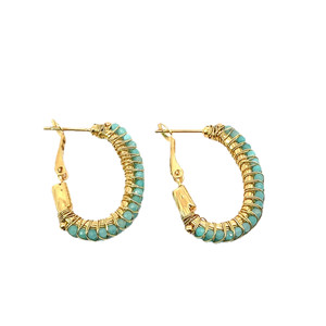 Gas Earrings Gas Bijoux Lyre hoop earrings - Green Quartz