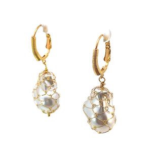 Gas Earrings Yellow Gold Gas Bijoux Tao Biwa Earrings