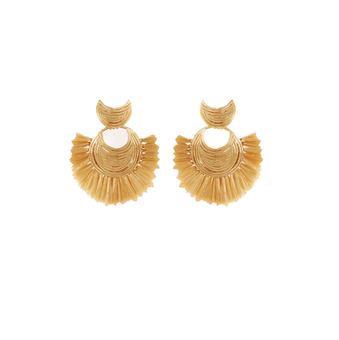 Gas Earrings Yellow Gold Luna wave Raphia Mini Earrings