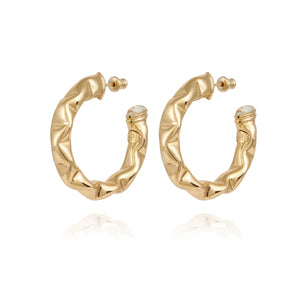 Gas Earrings Yellow Gold / Medium Moki Cabochon Hoop Earrings