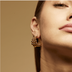 Gas Earrings Yellow Gold Multiperla Hoop Earrings