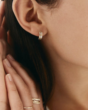 Kirstin Ash Earrings Kirstin Ash Elysium Baguette Sapphire Huggies (9K Gold)
