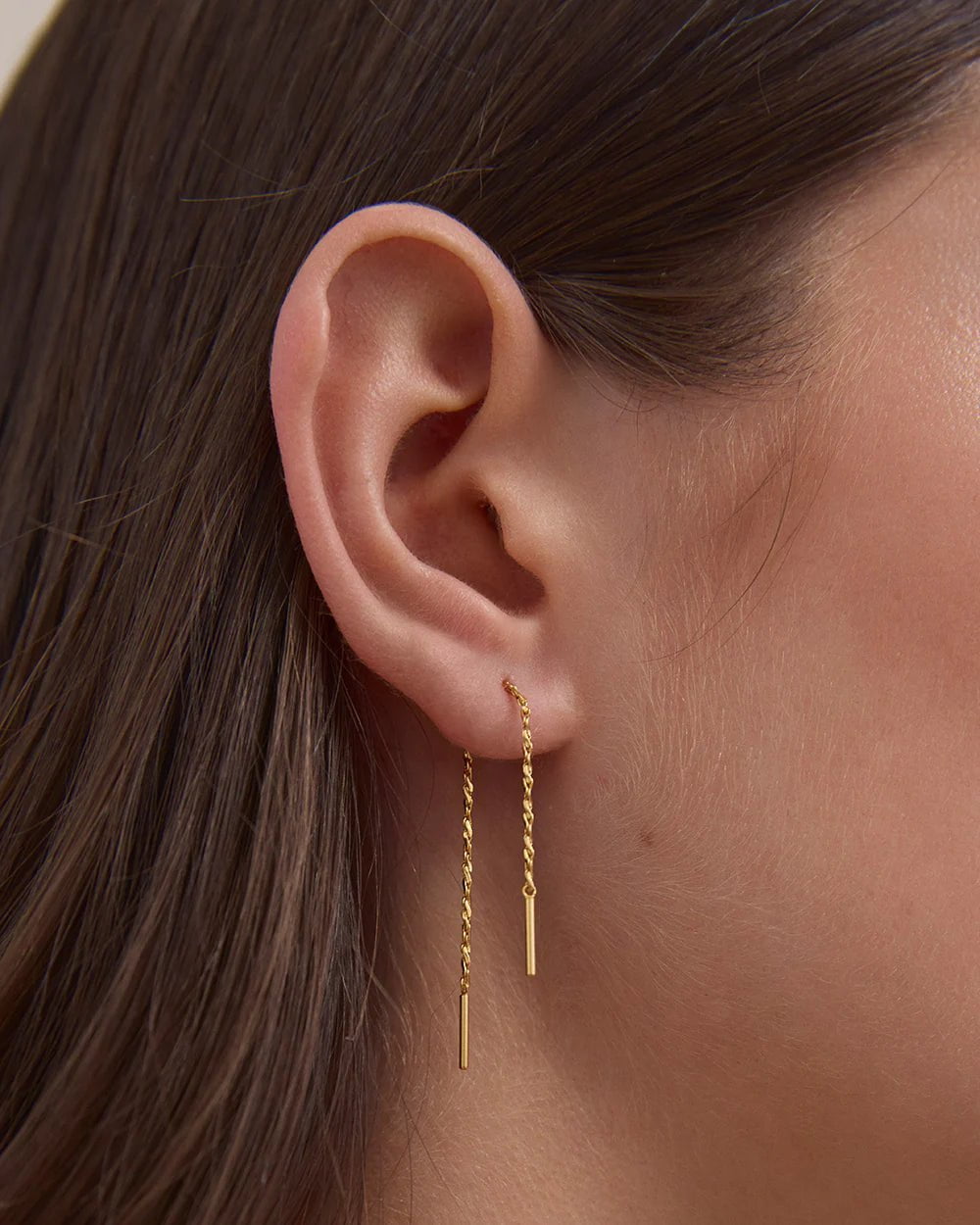 Kirstin Ash Earrings Yellow Gold Lucia Threader Earrings