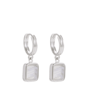 Kirstin Ash Earrings Silver / Blue Agate Stone Hoop Earrings