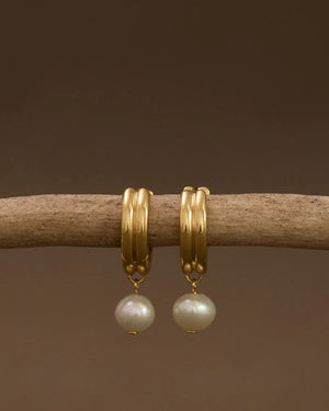 Kirstin Ash Earrings Solace Pearl Hoop Earrings