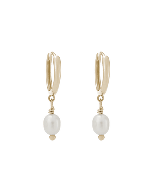 Kirstin Ash Earrings Solid Gold Classic Pearl Hoops