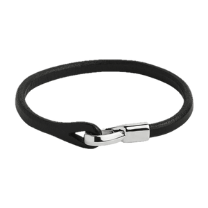Najo Black / 21cm Najo Kinship Men’s Leather and Steel Bracelet