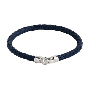 Najo Black / 21cm Najo The Mariner Men’s Plaited Leather and Steel Bracelet