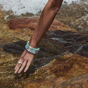 Najo Bracelets Najo Sunset Amazonite & Pearl Stretch Bracelet