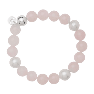 Najo Bracelets Najo Sunset Rose Quartz & Pearl Stretch Bracelet